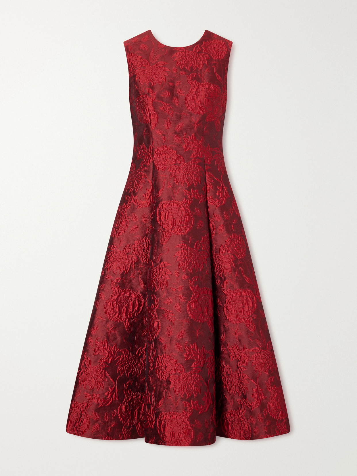 Mara Pleated Floral-cloqué Midi Dress