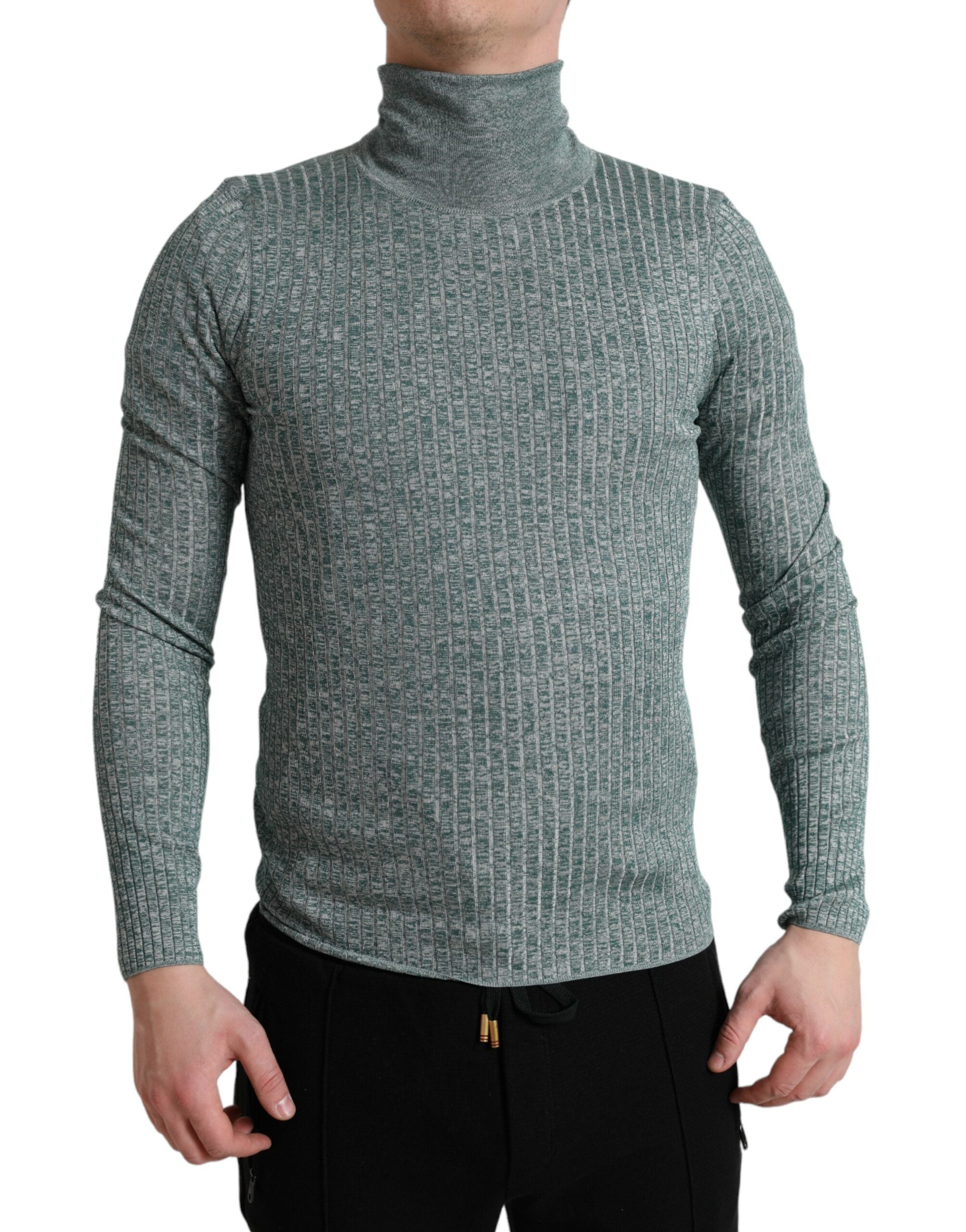 Ribbed Turtleneck Sweater — Green
