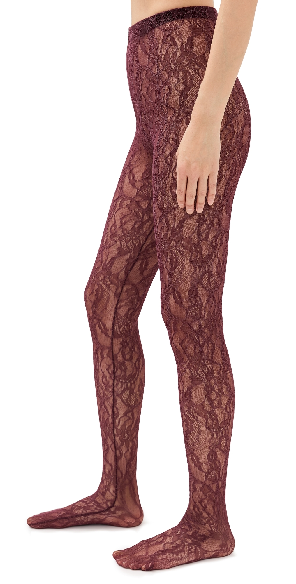 WARDROBE. NYC Lace Tights Oxblood