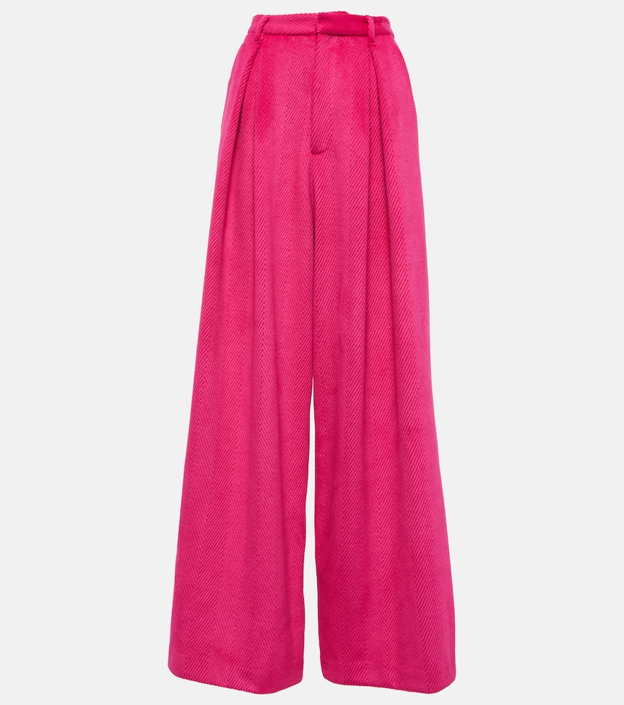 High-rise wide-leg crêpe pants