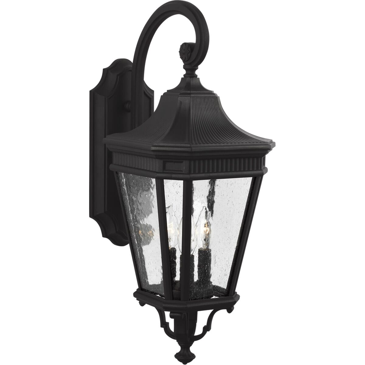 Black Three Light Outdoor Wall Lantern from the Cotswold Lane Collection