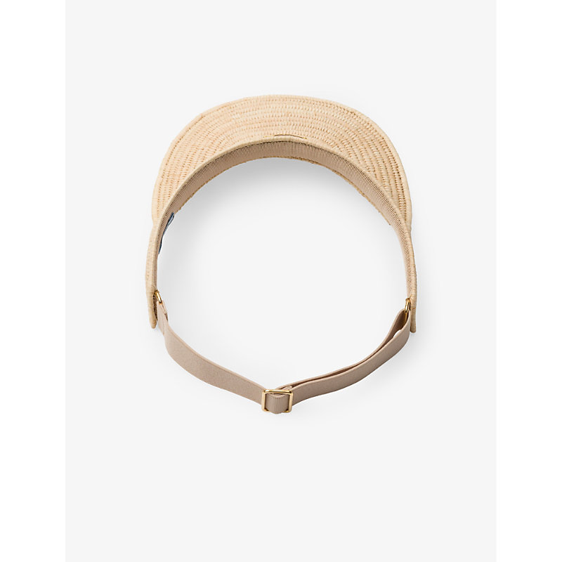 Womens Neutral Brand-plaque Woven Visor 