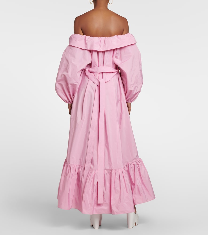 Off-shoulder faille maxi dress