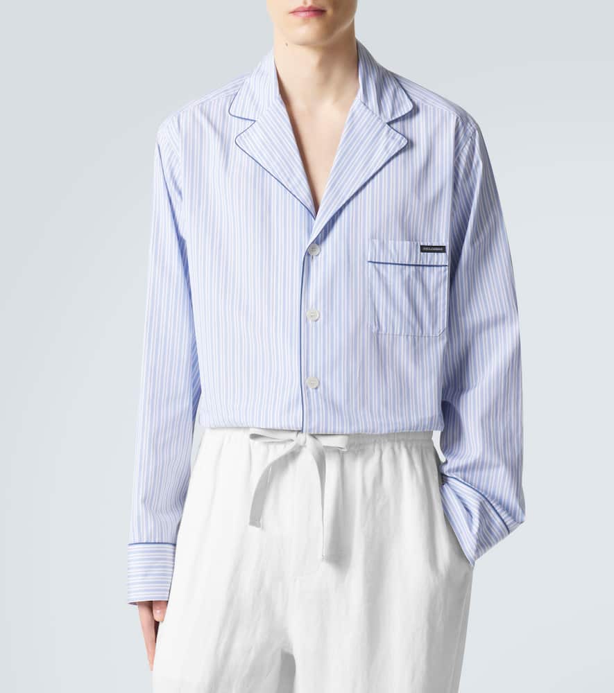Striped cotton and silk poplin pajama shirt