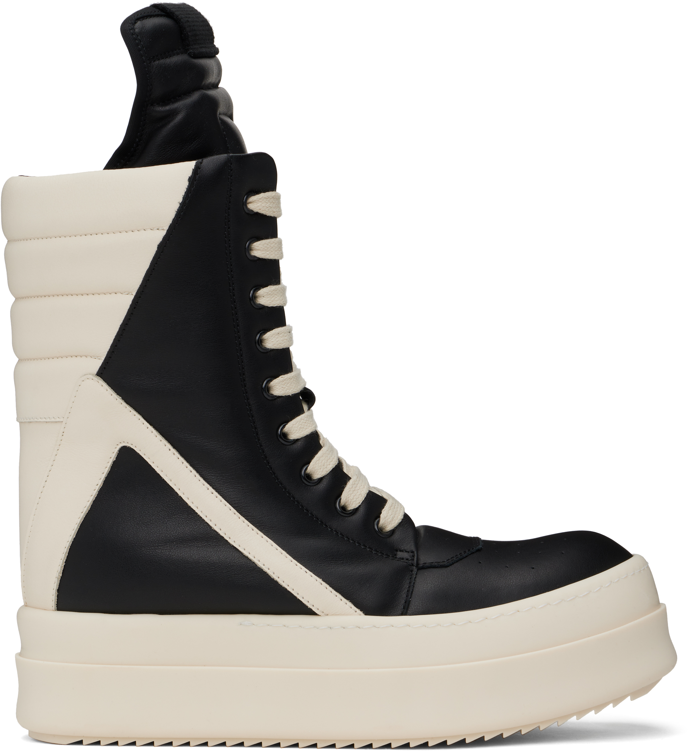 Rick Owens Black & Off-White Hollywood Mega Geobasket Sneakers