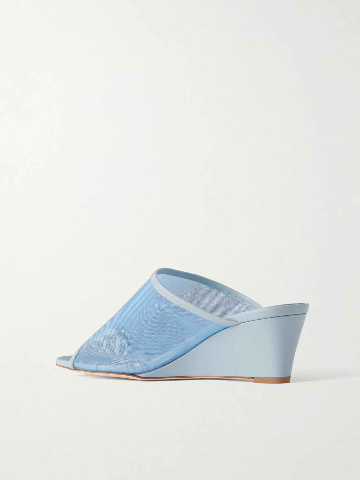 Suzanne Leather-trimmed Mesh Sandals - Light blue