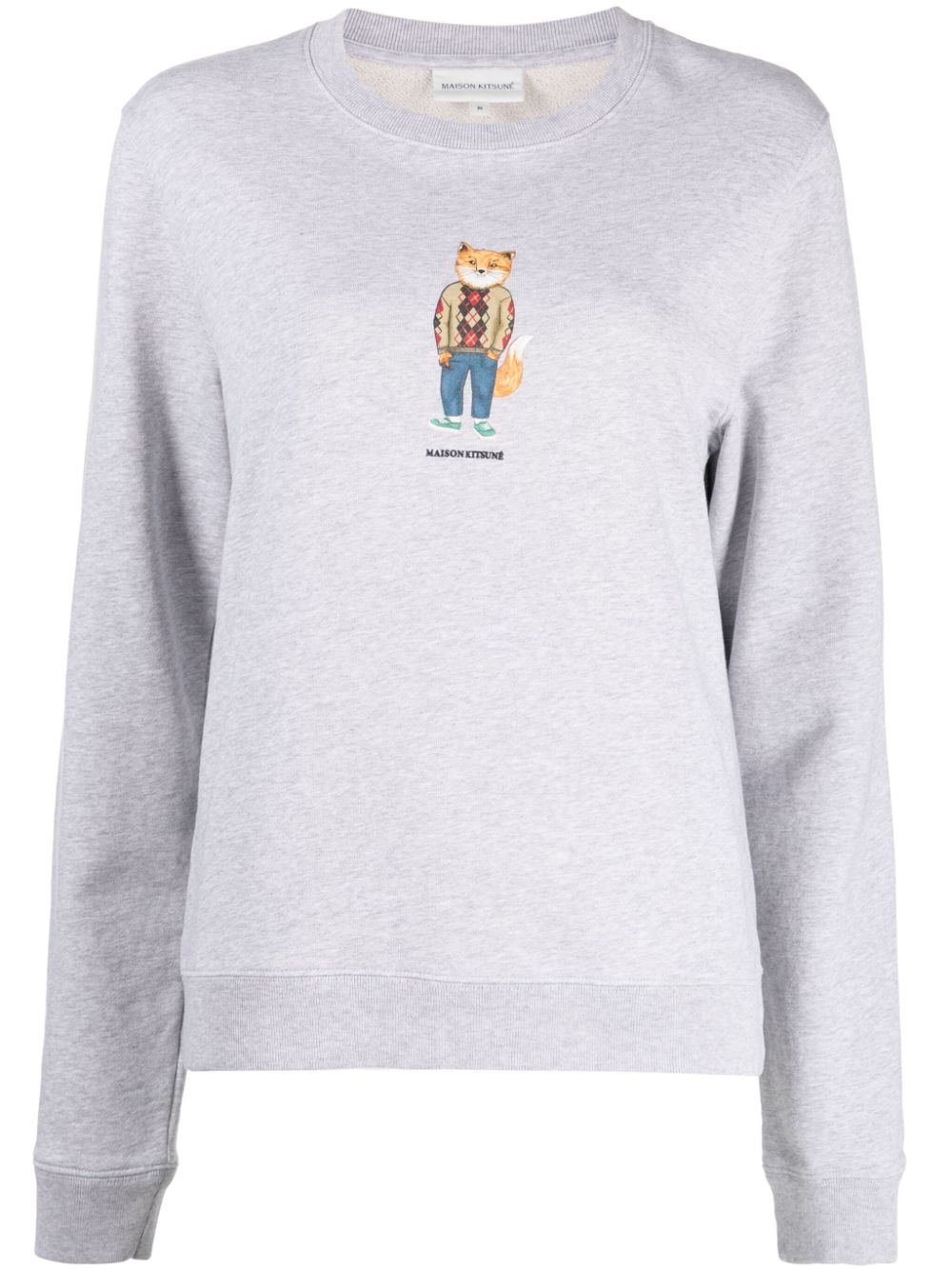 Fox-print cotton sweatshirt - Grey