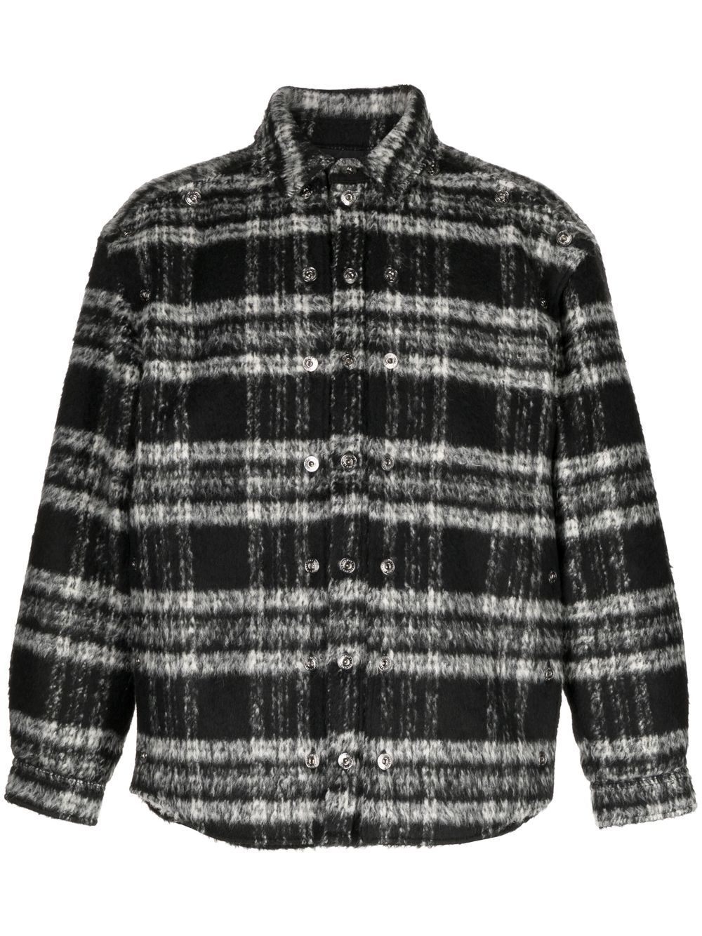 Textured stripe-pattern shirt jacket - BLACK/ WHITE CHECK