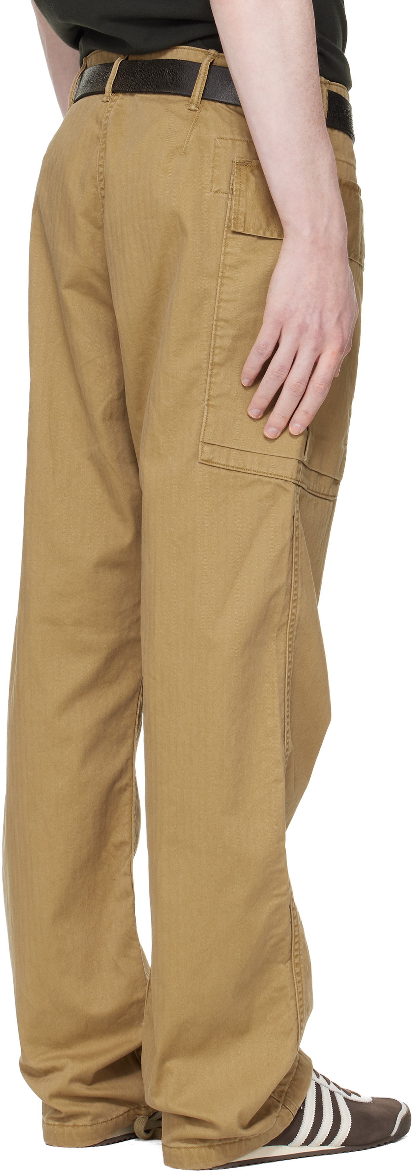 Tan Herringbone Twill Cargo Pants