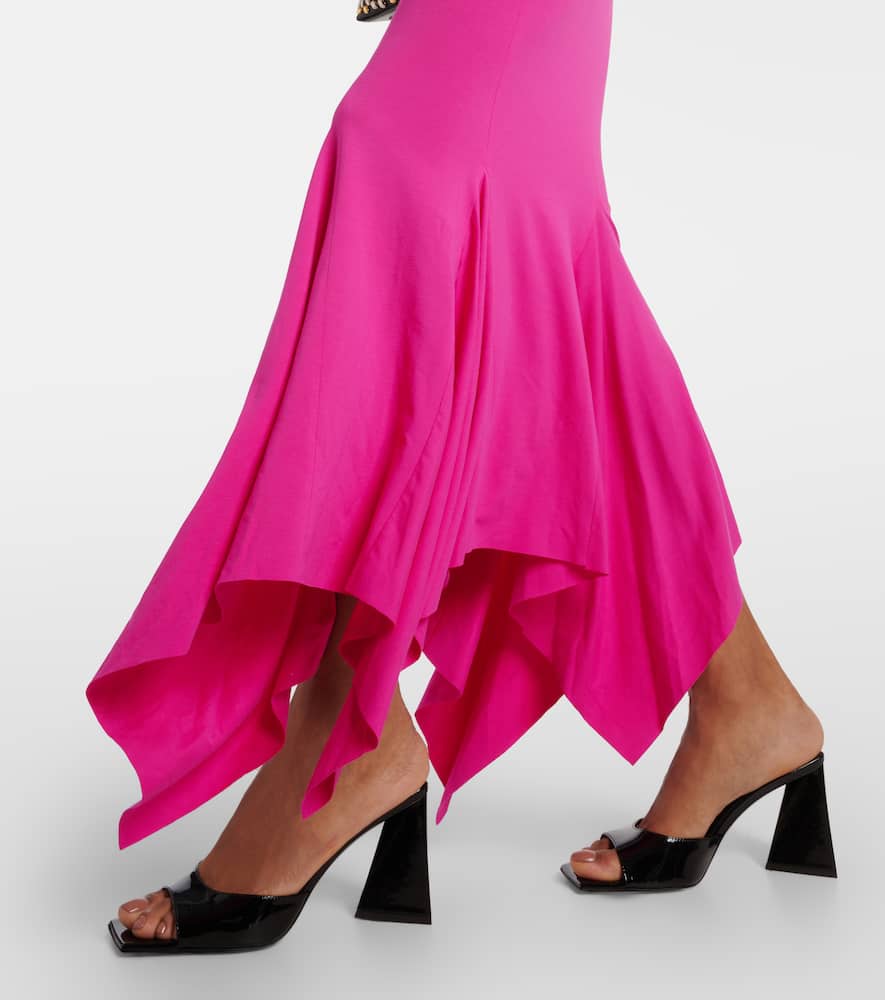 Asymmetric jersey midi dress