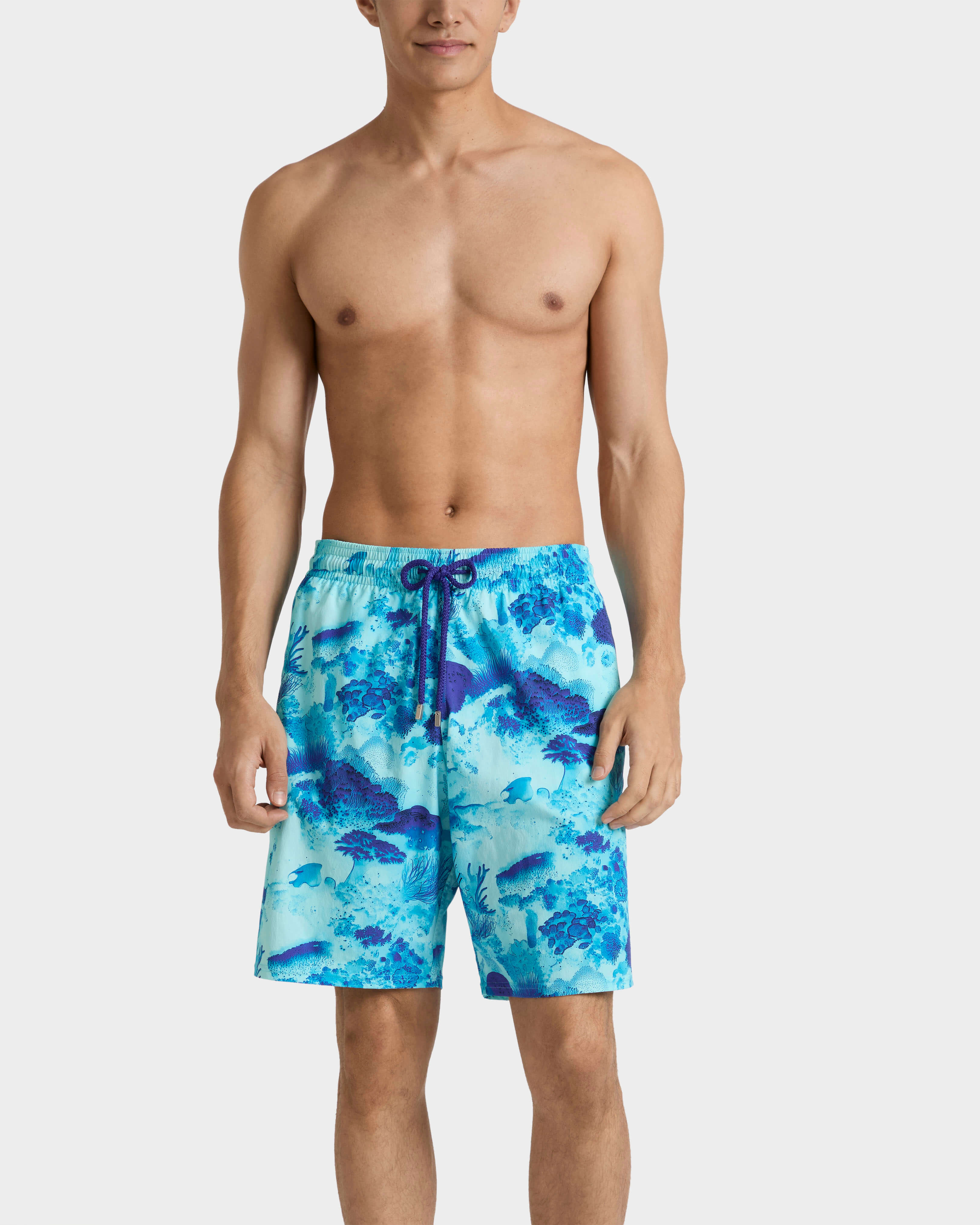 Men Long Stretch Swim Trunks Coral Reef - Swimwear - Okorise - Blue
