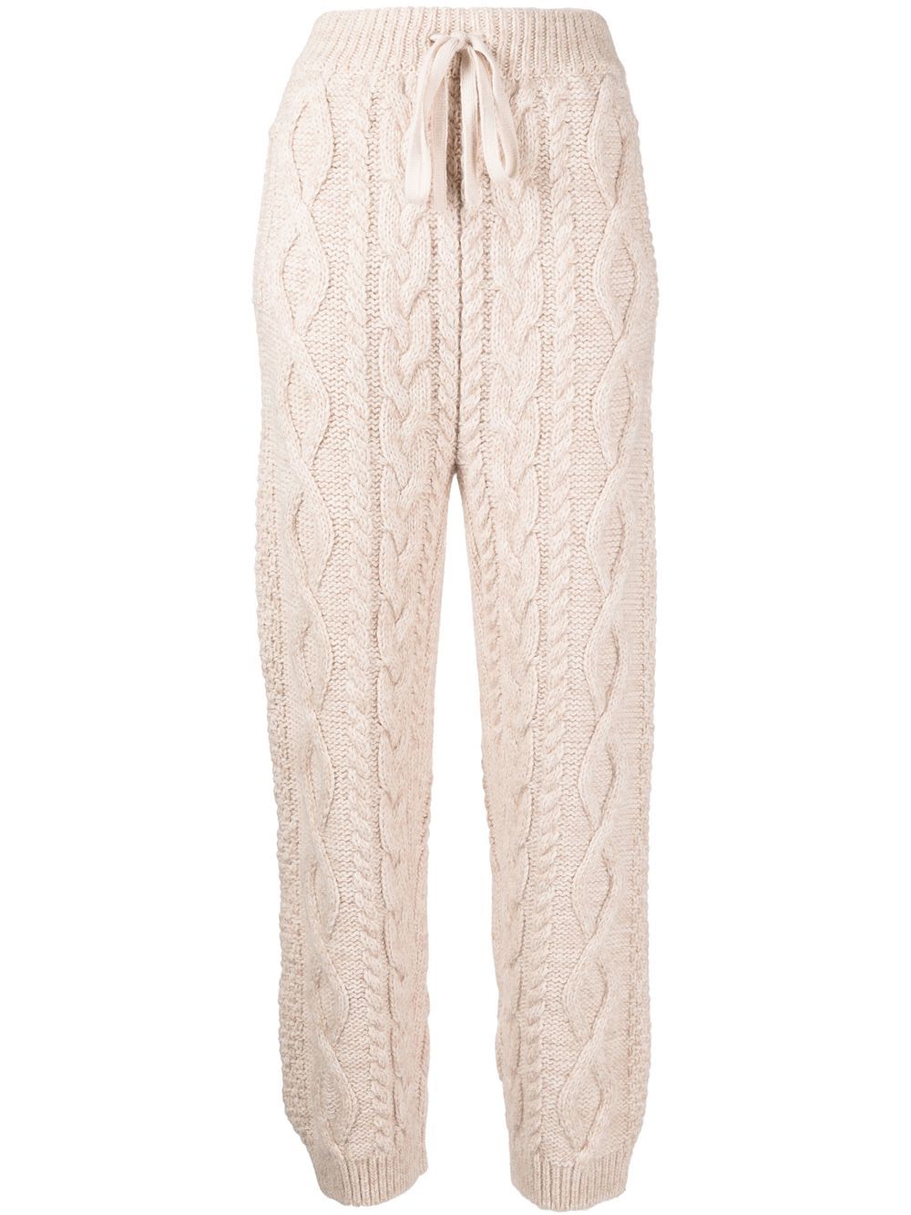 Cable-knit straight trousers - Neutrals