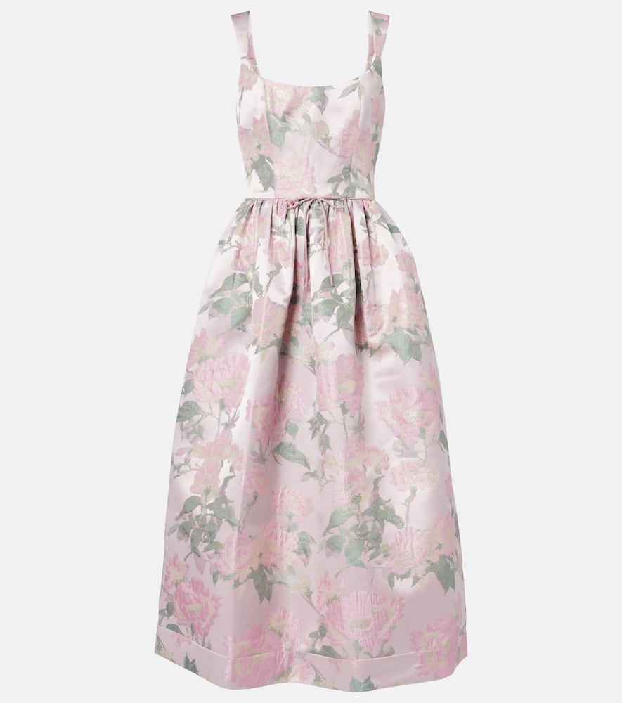 Apple floral brocade corset dress