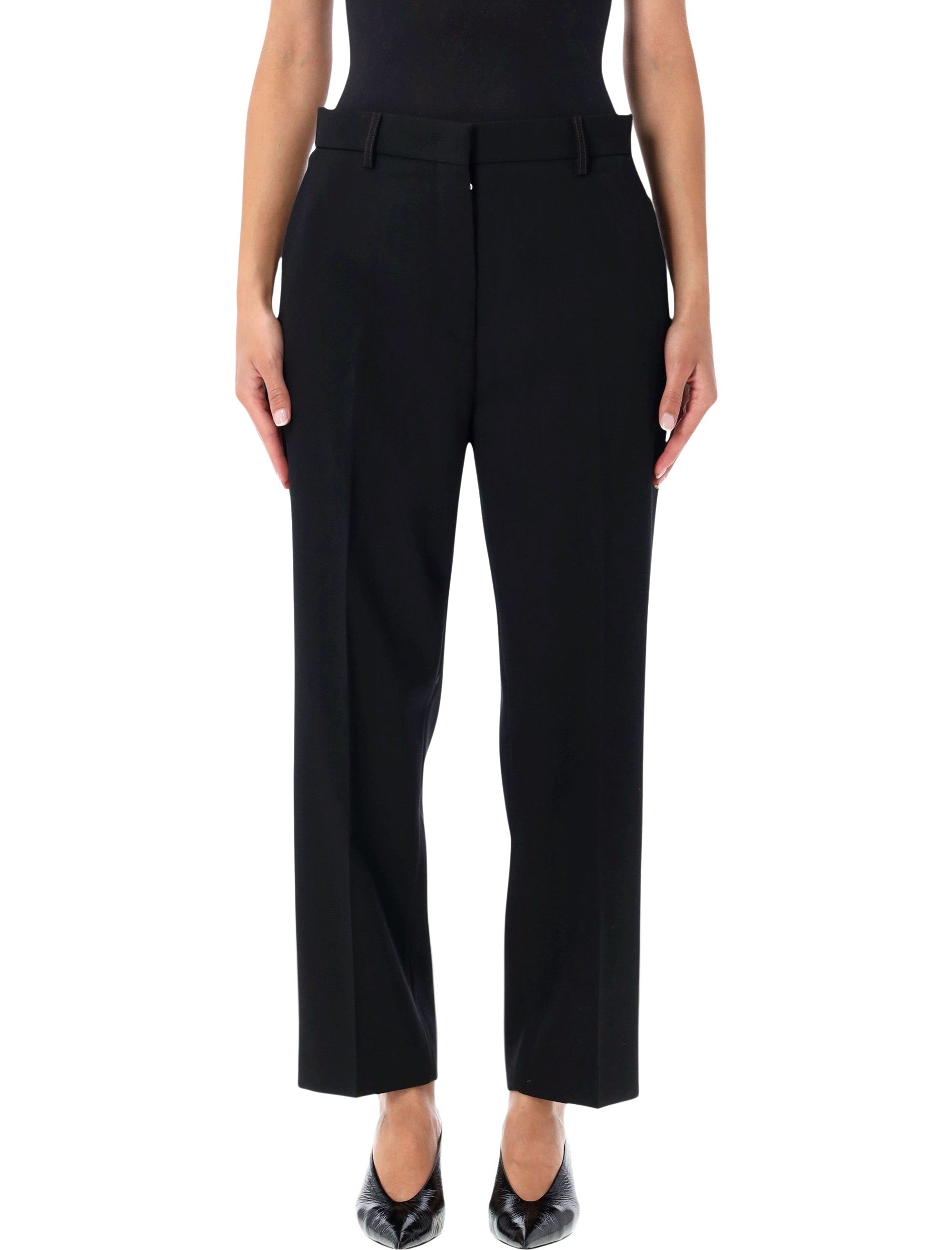Wool Cigarette Trousers with Tailored Cropped Fit