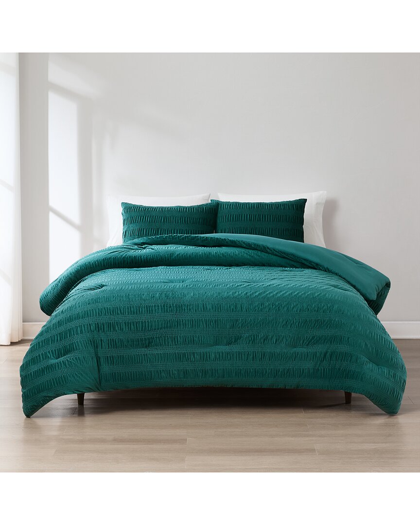 Azalea Ruched Velvet Stripe Comforter Set