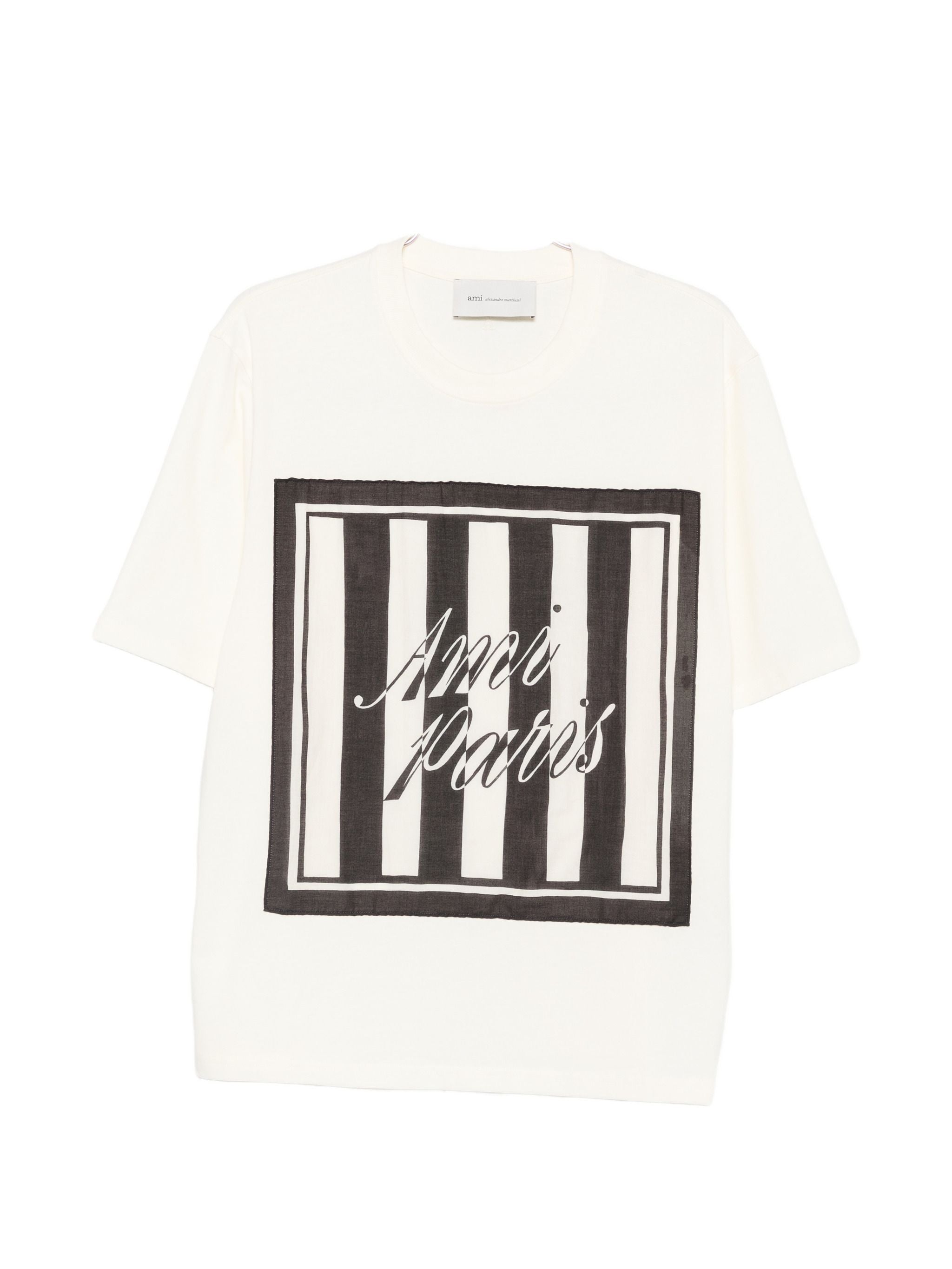 Logo-Print Striped Vintage-Denim Patch T-Shirt