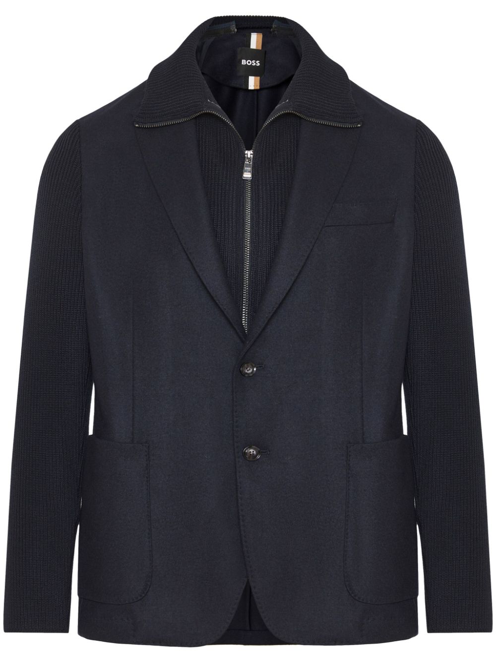 Knitted-panels blazer - Blue