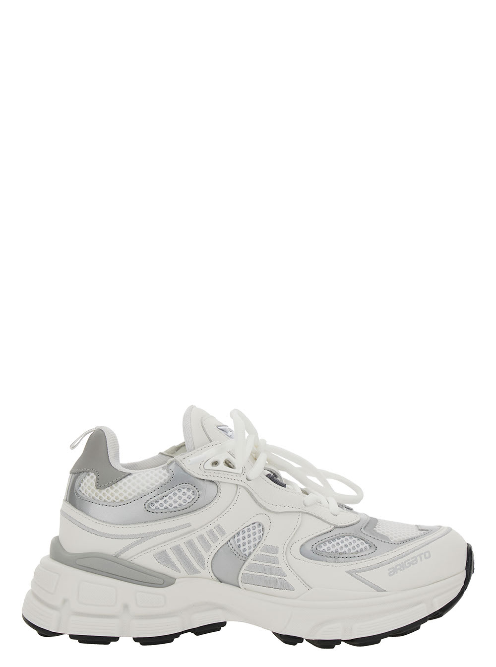 Marathon Ghost Runner White Low Top Sneakers With Reflectivce Details In Leather Blend Woman