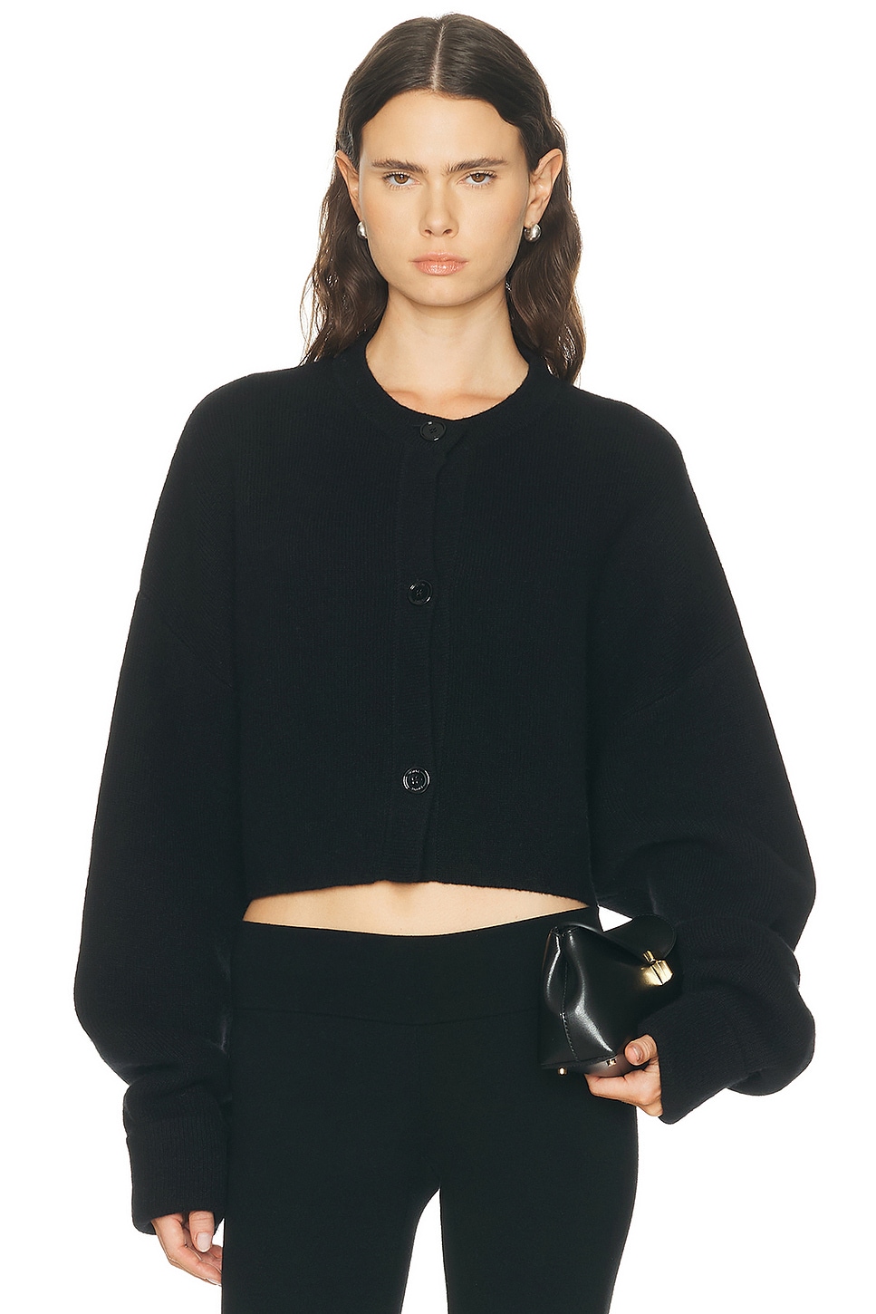 Toteme Cropped Oversized Cardigan in Black - Black. L also in M