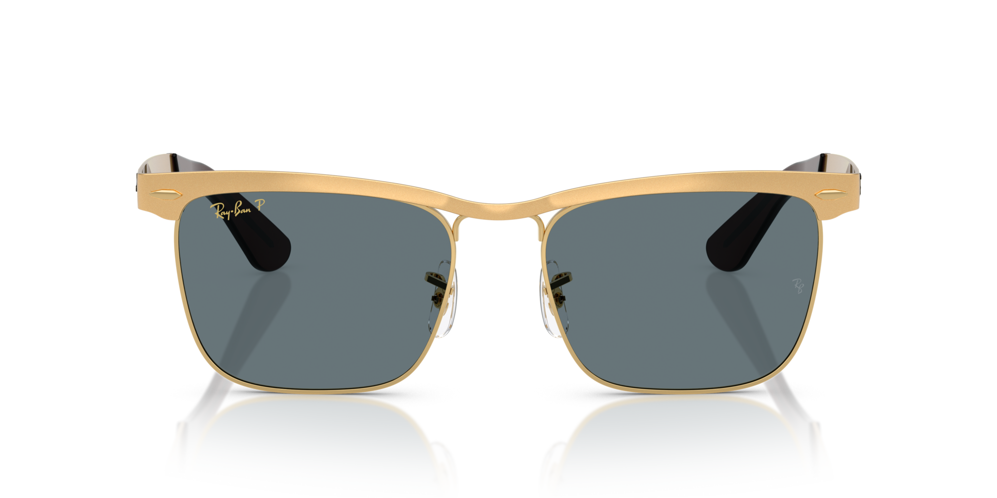 Ray - Ban Unisex Ray - Ban RB3875 WAYFARER DELUXE 92763R Sunglasses Metal Gold Blue Squared Polarized