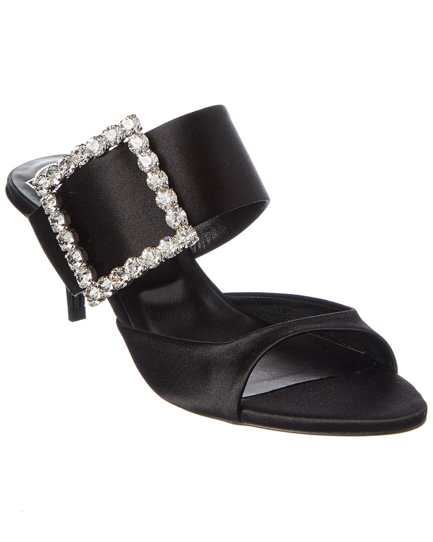 Sabot Buckle Strass Satin Sandal