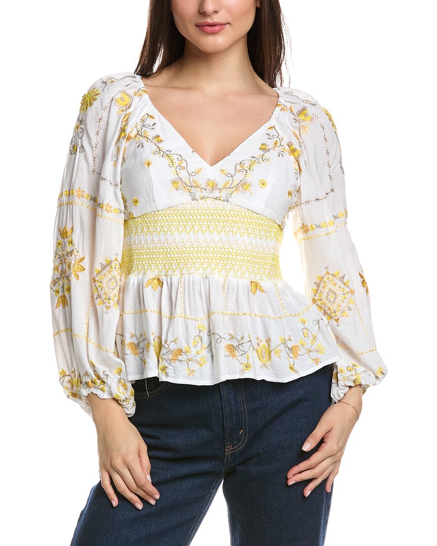 Embroidered Smocked Top