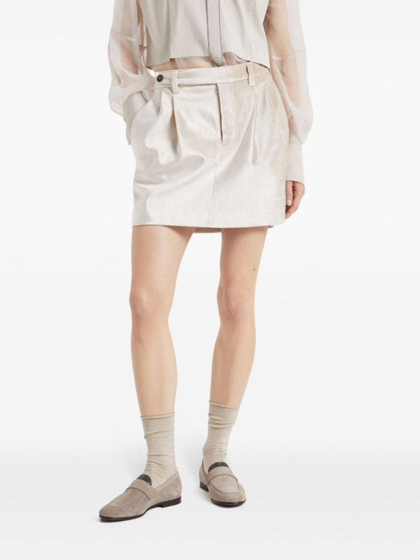 Pearlescent-finish tailored miniskirt - Neutrals