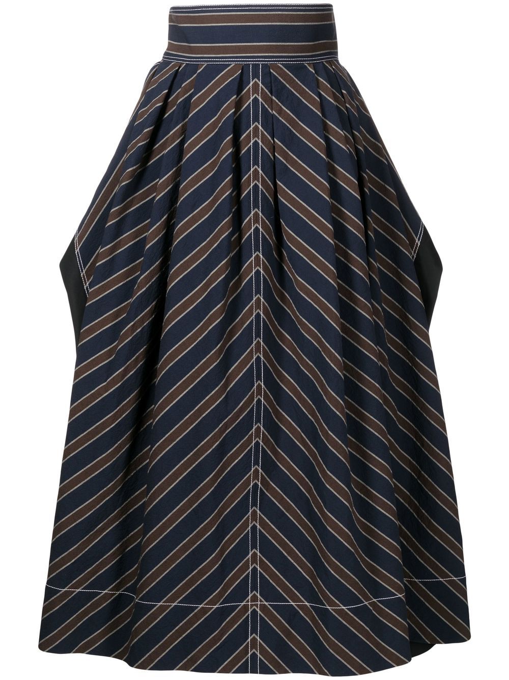 Striped flared skirt - Black