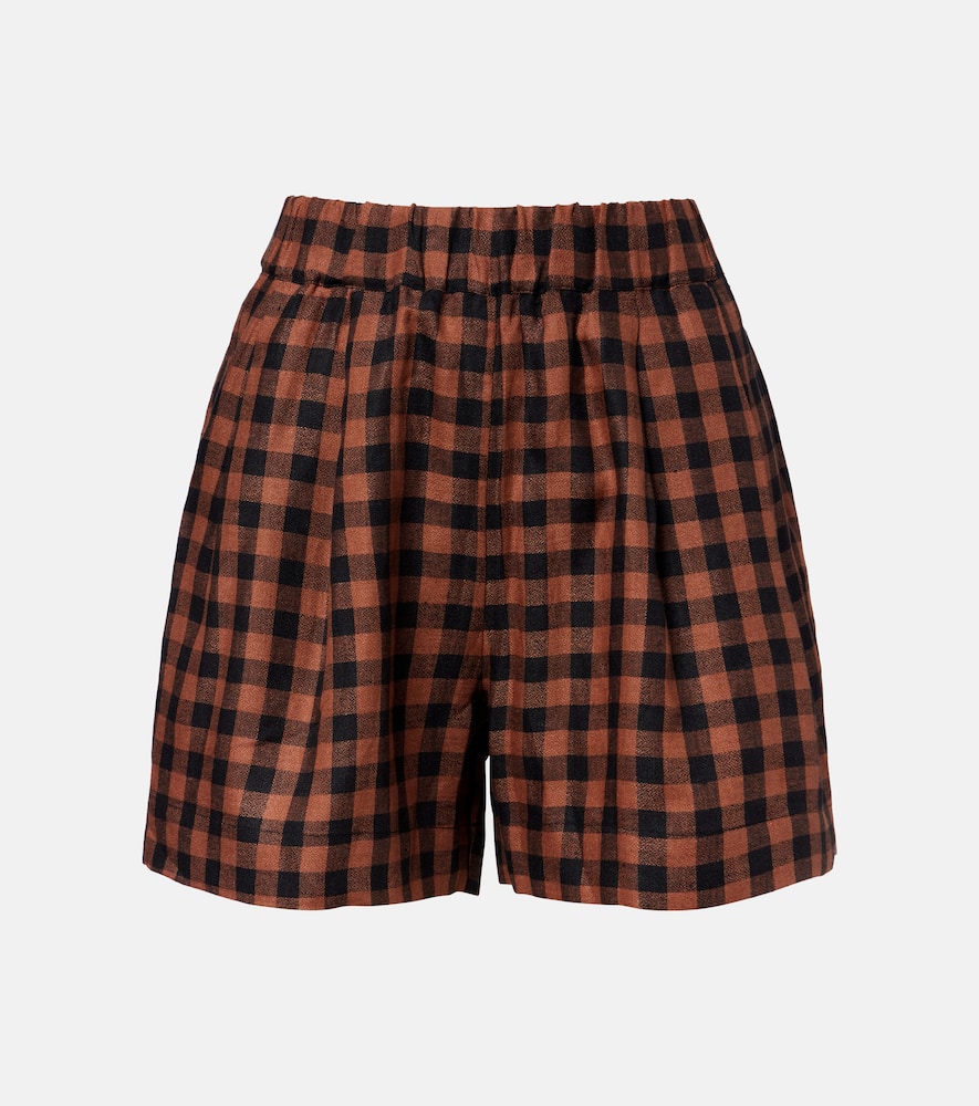 Checked linen shorts