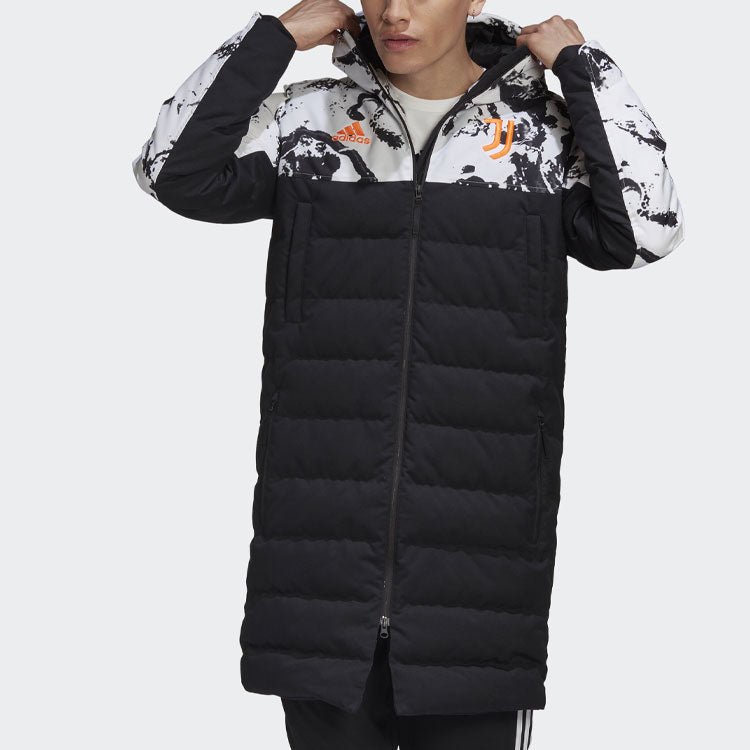 Juve Ssp Dwcoat Juventus Colorblock Soccer/Football mid-length Sports hooded down Jacket Black