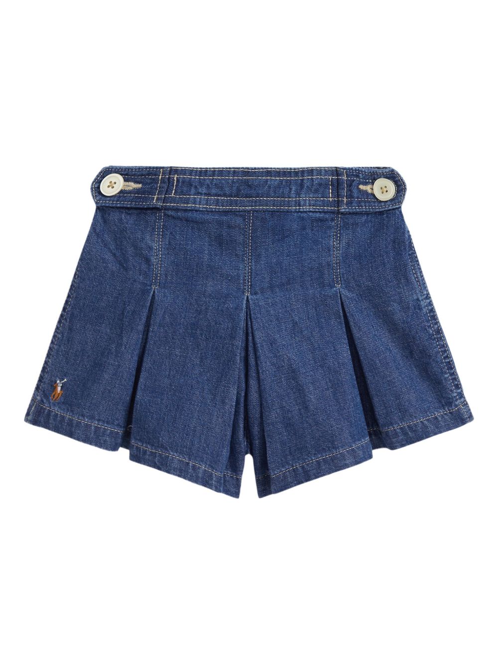 Pleated denim shorts - Blue