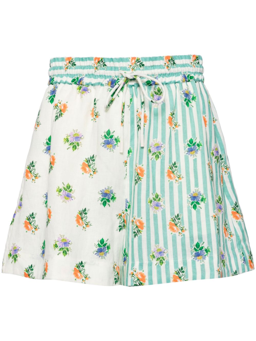 Floral-print linen shorts - Neutrals