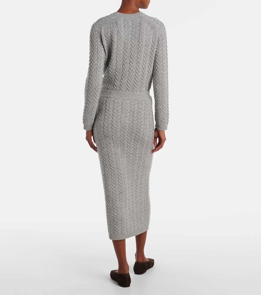 Cable-knit wool and cashmere pencil skirt