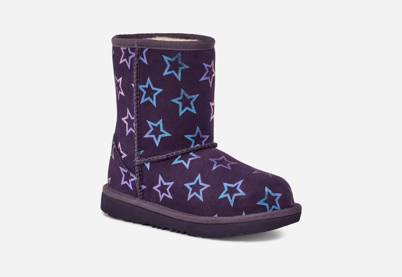 ® Kids' Classic II Iridescent Stars Suede Classic Boots in Nightshade/Purple Iridescent
