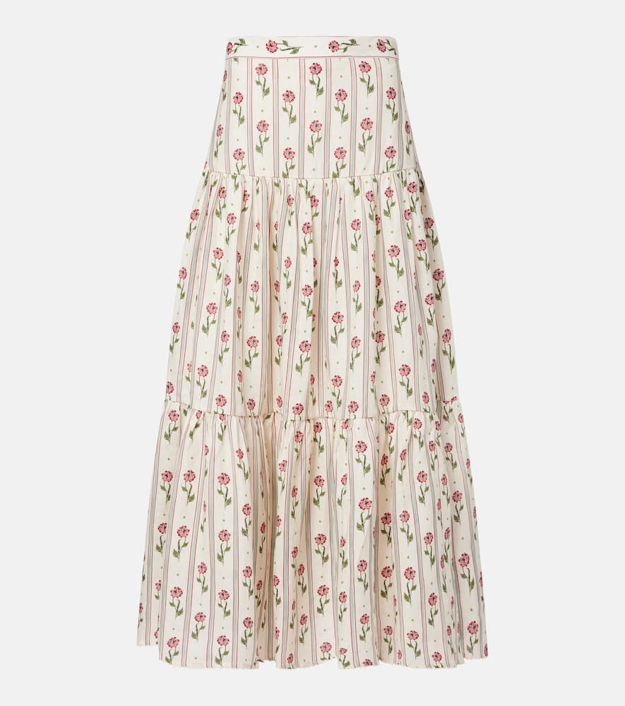 Bergamota floral linen maxi skirt