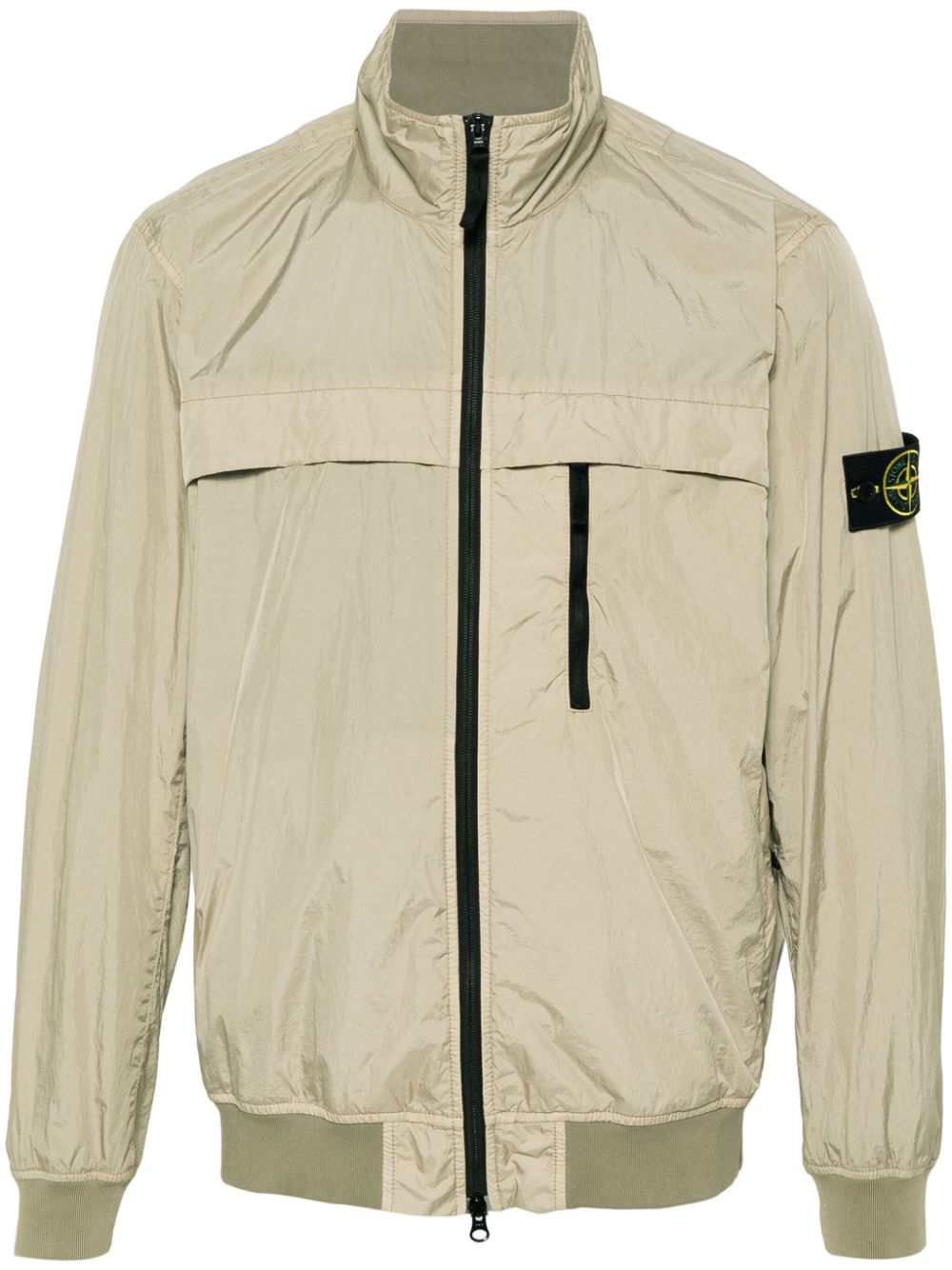 Compass-appliqué lightweight jacket - Neutrals
