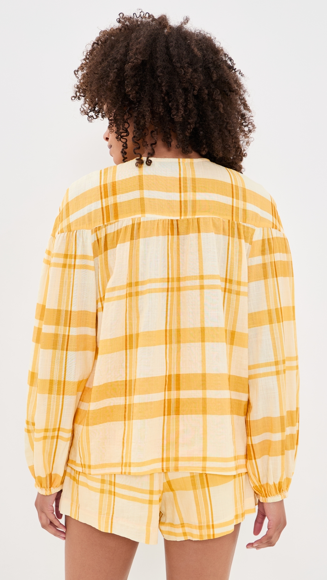 Off-white Yellow Frescor Front Ties Blouse Off-White Yellow Fresco