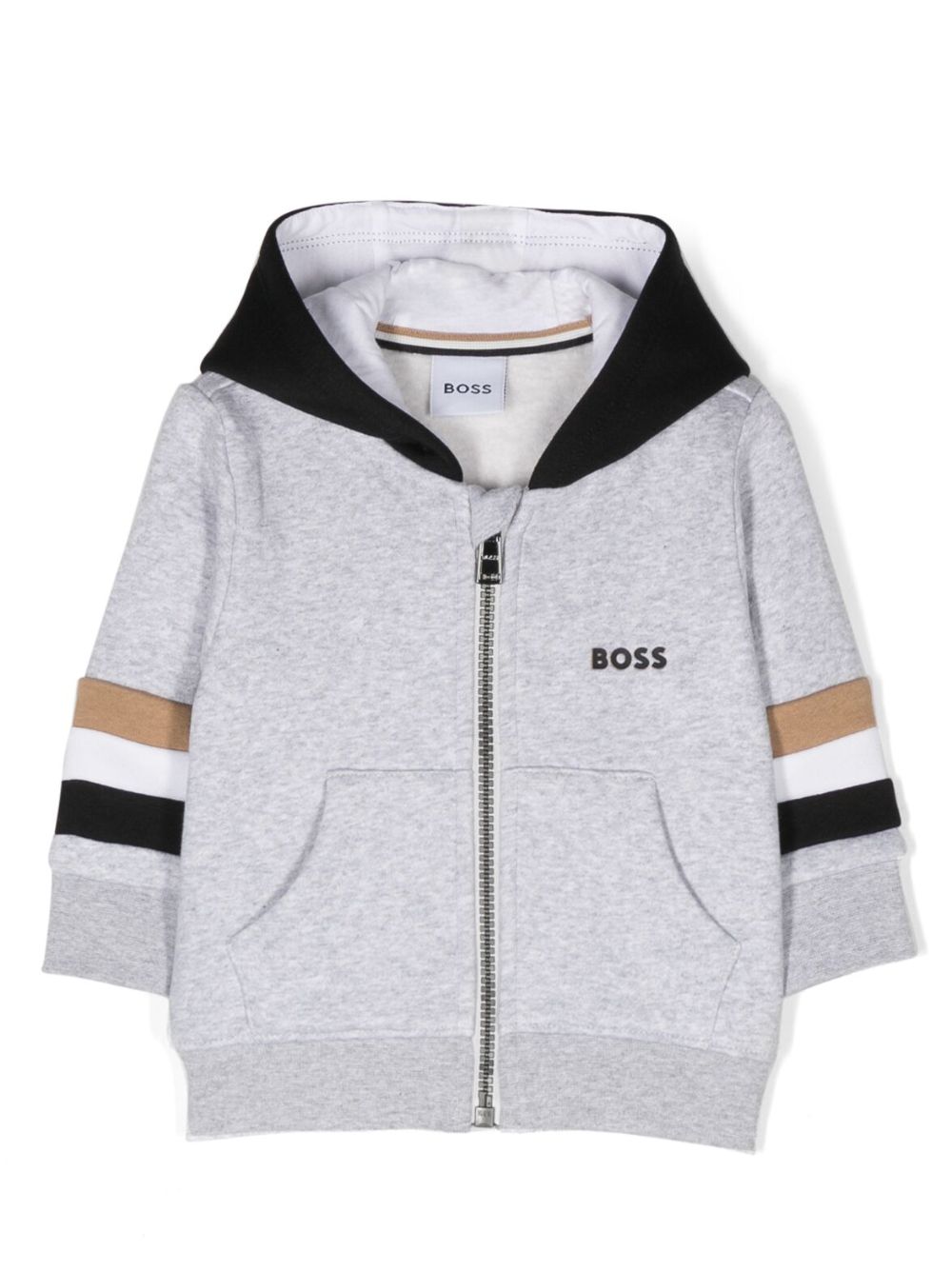 Logo-print zip-fastening hoodie - Grey