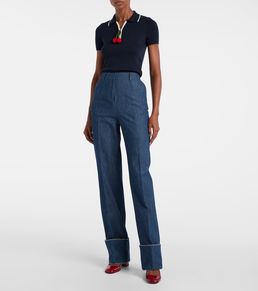 Chambray straight pants