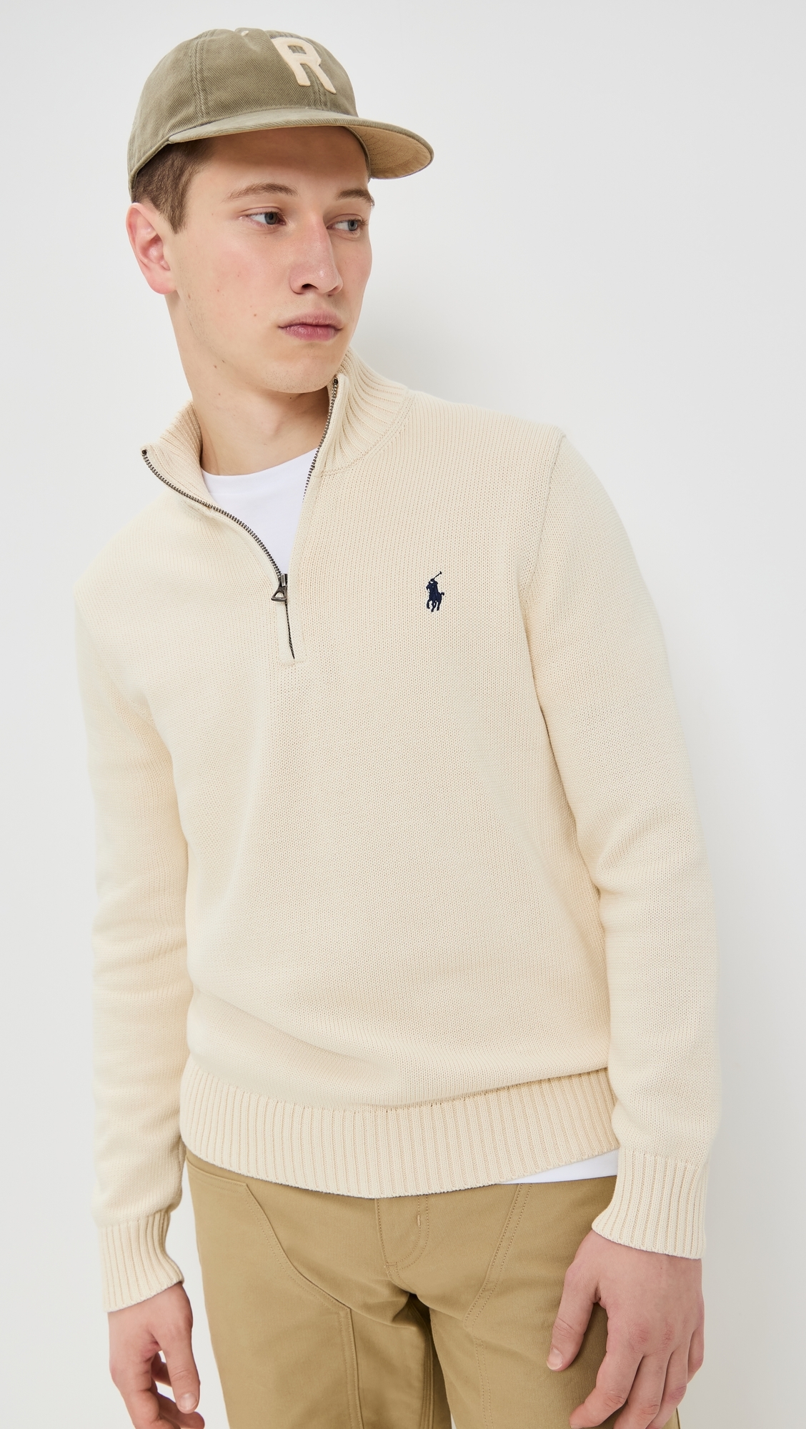 Cotton Half Zip Sweater Andover Cream
