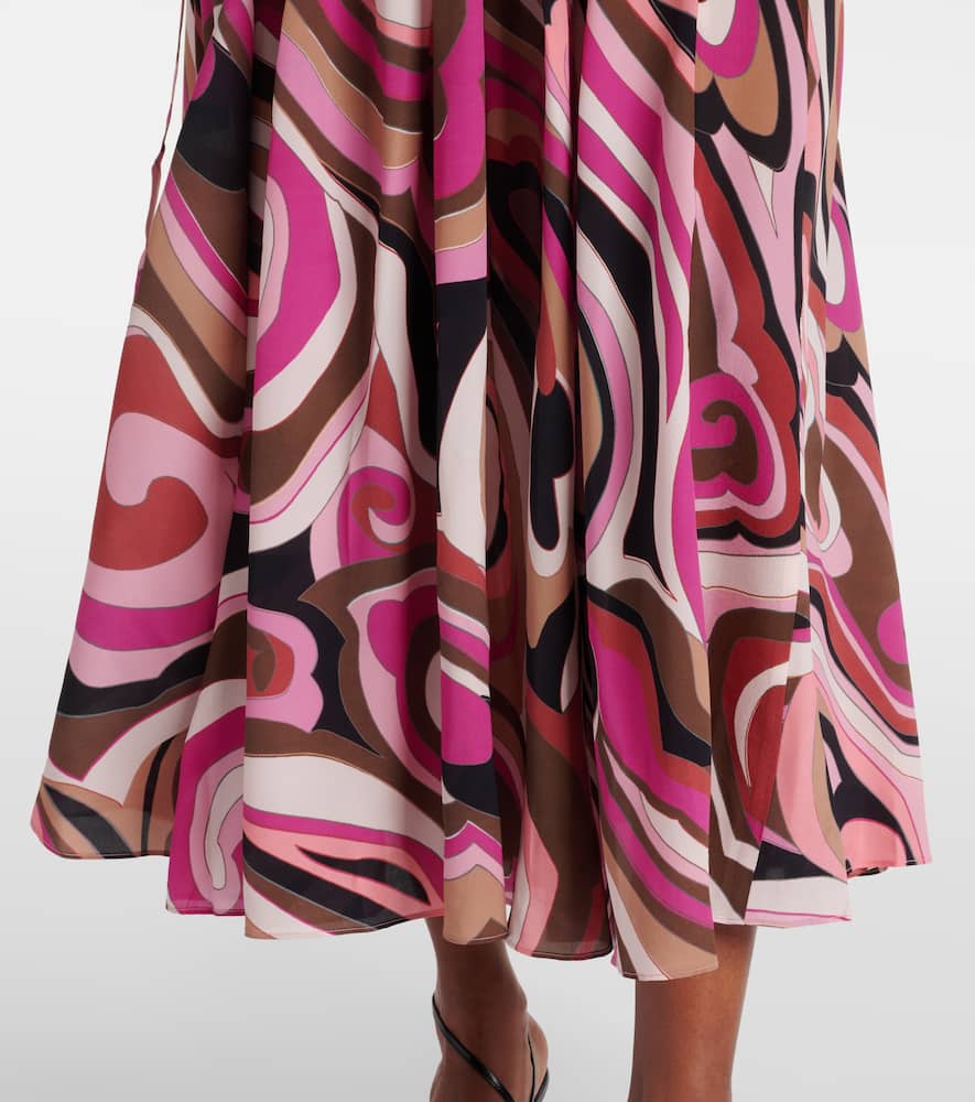 Marigold silk crêpe de chine midi dress