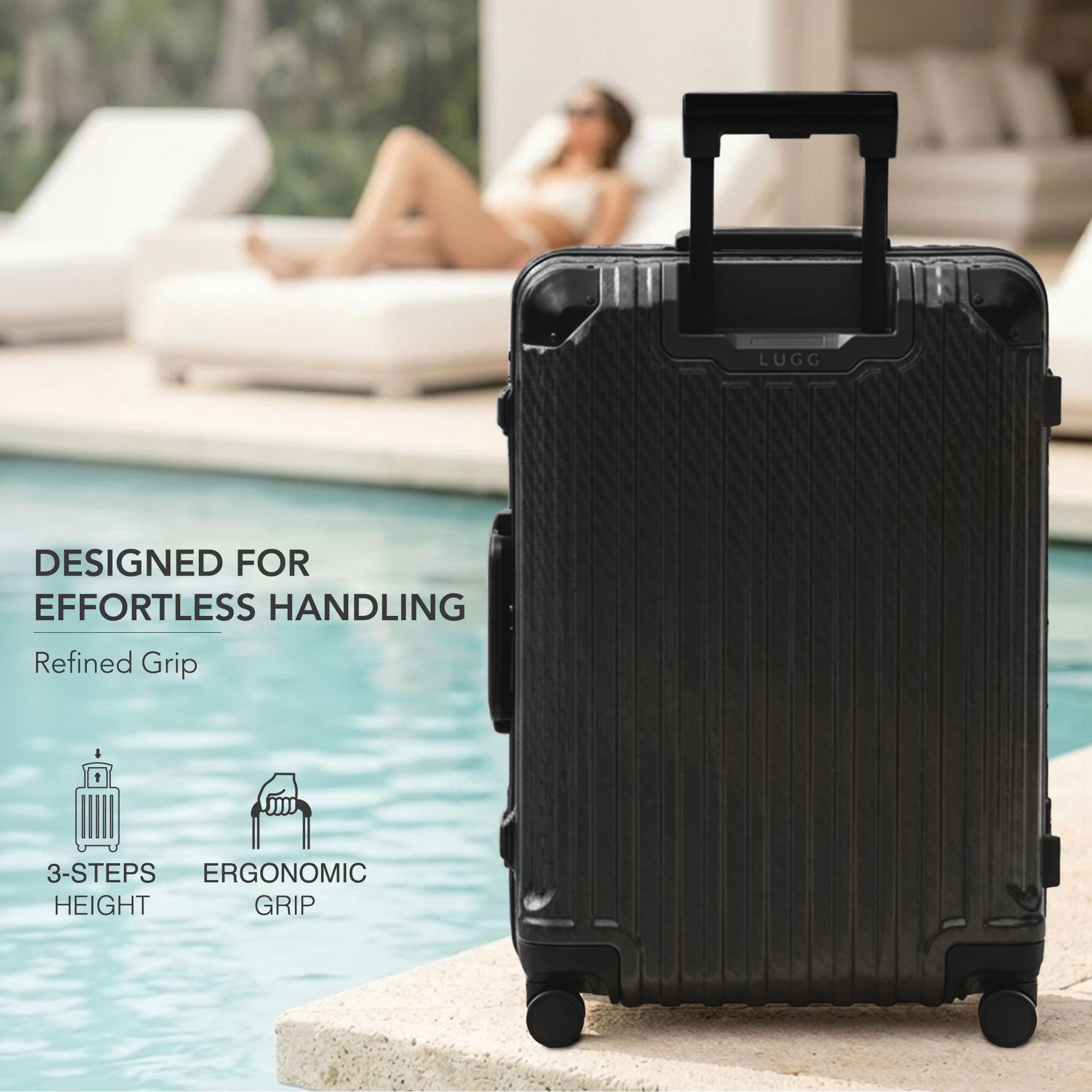 Lugg Solo Explorer 28” Suitcase, 106L 75X52X31Cm – 5 Year Warranty In Black