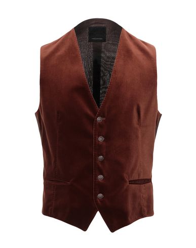Man Tailored Vest Brown Size 36 Cotton, Viscose, Elastane