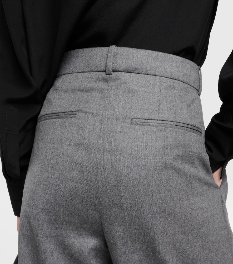 Low-rise wool flannel wide-leg pants