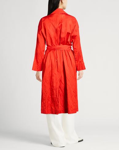Woman Overcoat & Trench Coat Red Size 4 Viscose, Cotton, Metal