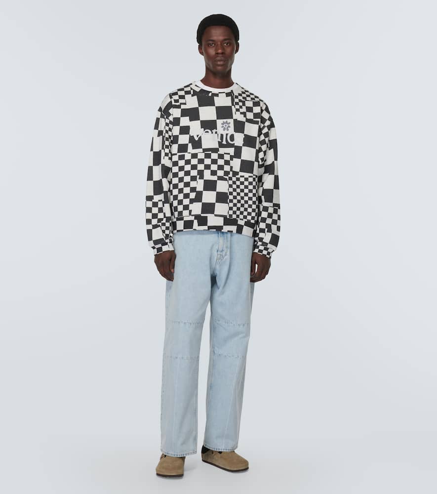 Checked cotton jersey sweatshirt