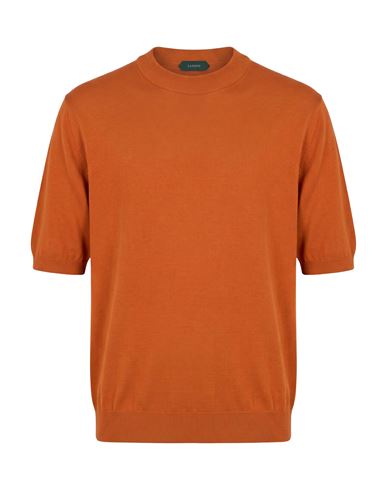 Man Sweater Orange Size 38 Cotton