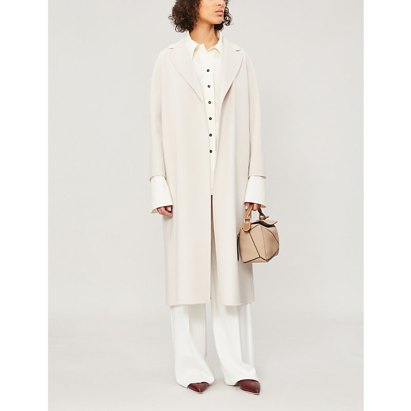 Womens Sand White Esturia Wool Coat