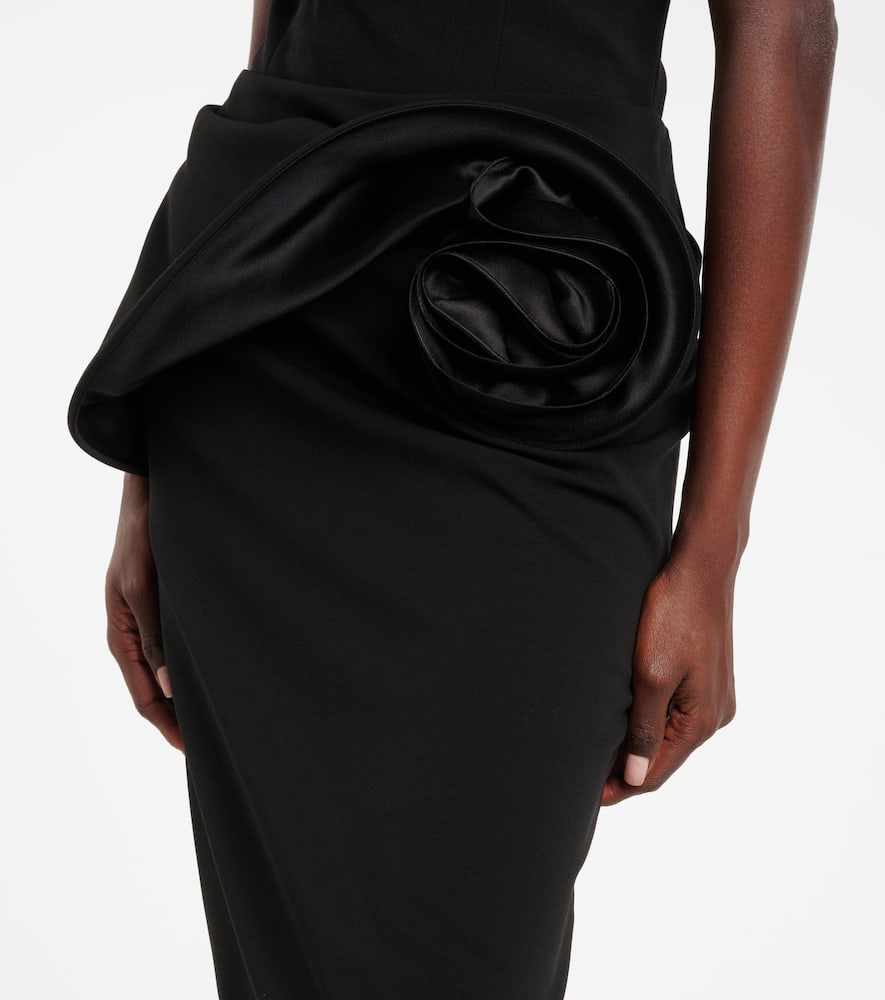 Floral-appliqué midi skirt