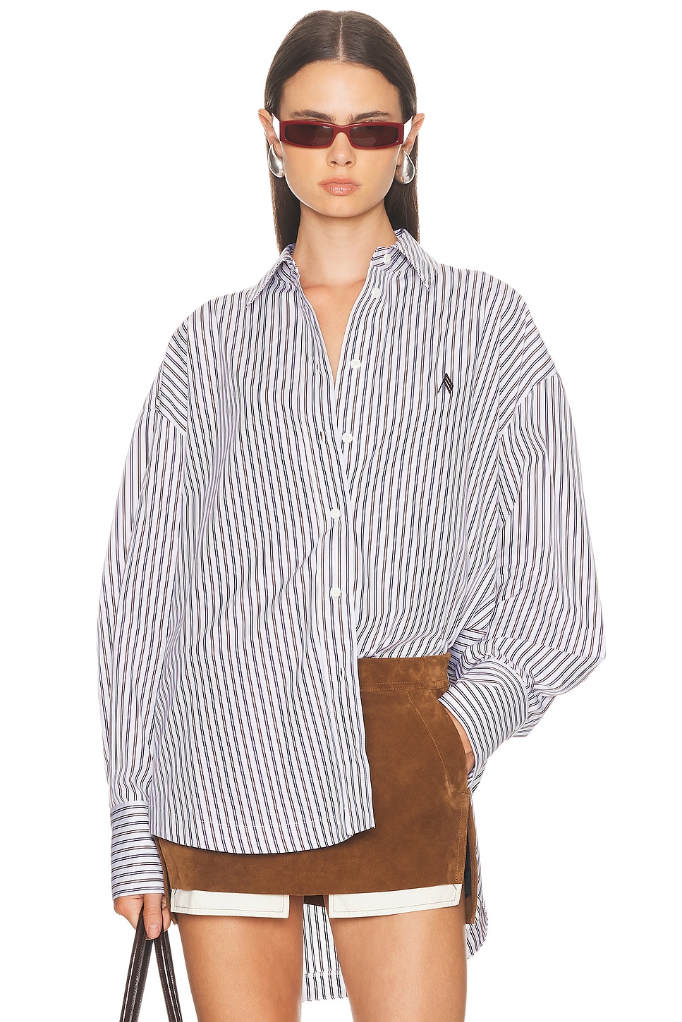 THE ATTICO Striped Shirt in Multicolor - White,Blue.  36 also in
